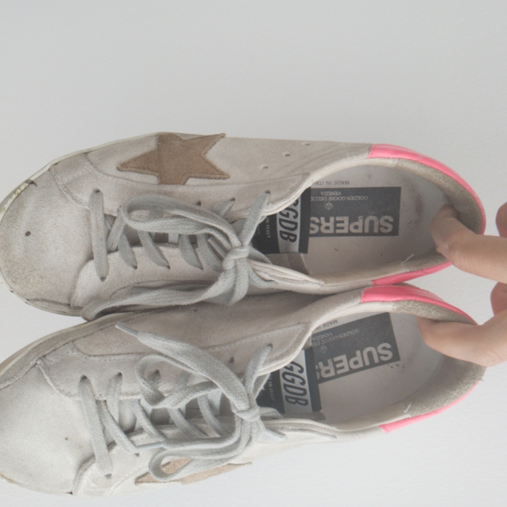 Golden Goose Women's Grey and Pink Trainers